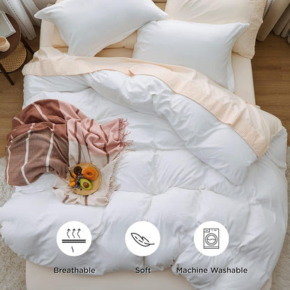 Bedsure White Duvet Cover Queen Size