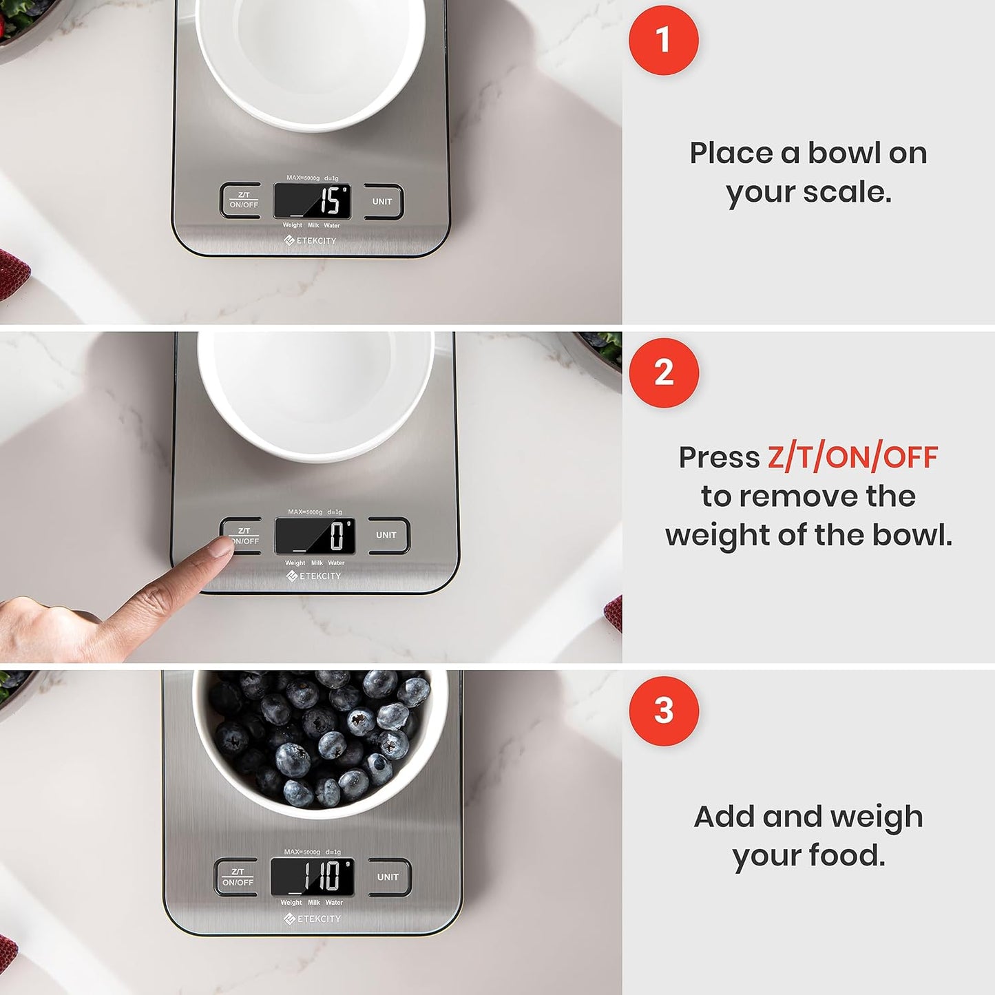 Etekcity Food Kitchen Scale, Digital Grams and Ounces for Weight Loss