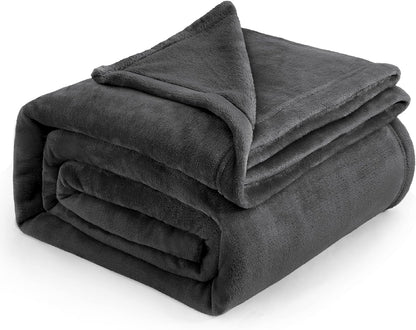 Bedsure Fleece Bed Blankets Queen Size Grey